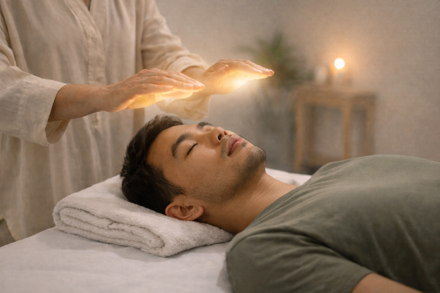 Calm setting for an energy healing session
