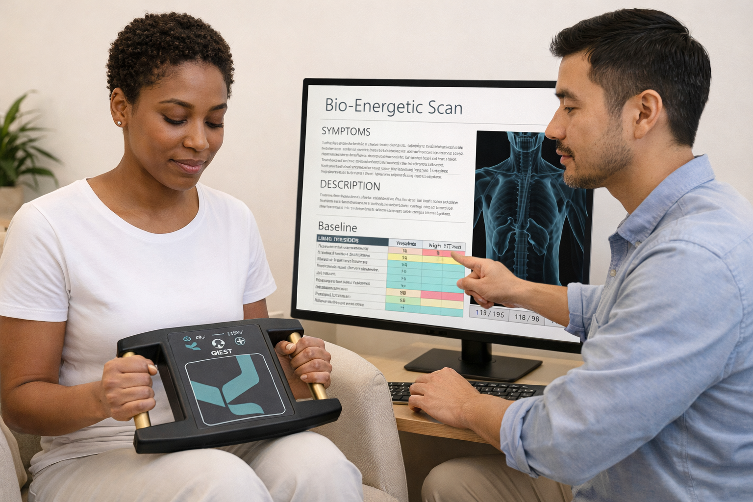 Bio-energetic scanning wellness illustration